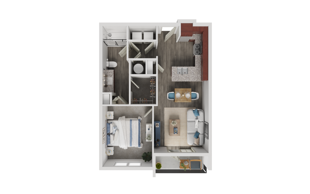A1 - 1 bedroom floorplan layout with 1 bathroom and 656 - 674 square feet A1 - 1 bedroom floorplan layout with 1 bathroom and 656 - 674 square feet