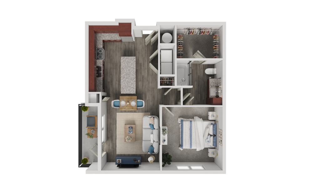 A4 - 1 bedroom floorplan layout with 1 bathroom and 792 square feet A4 - 1 bedroom floorplan layout with 1 bathroom and 792 square feet