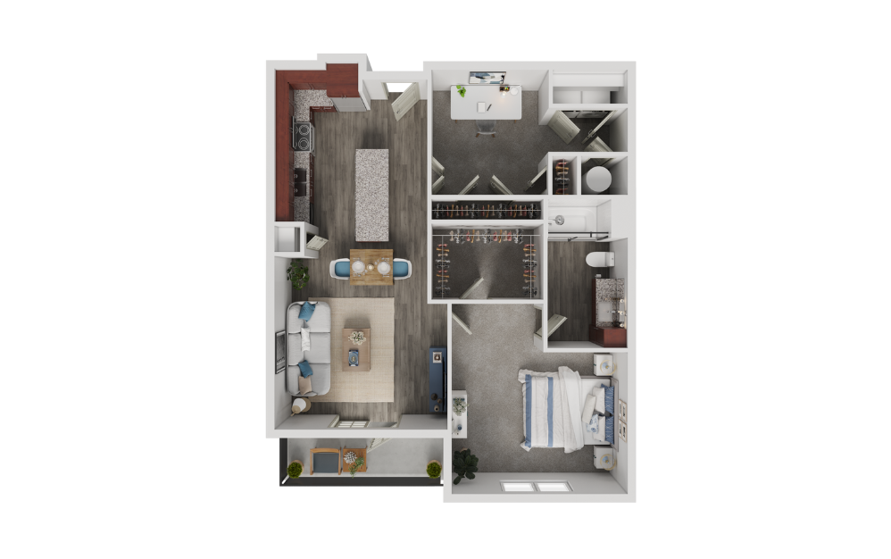 A5 - 1 bedroom floorplan layout with 1 bathroom and 943 square feet A5 - 1 bedroom floorplan layout with 1 bathroom and 943 square feet