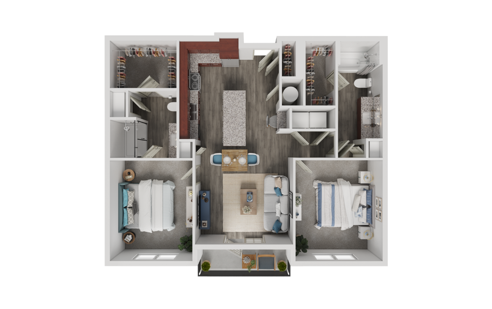 B2 - 2 bedroom floorplan layout with 2 bathrooms and 1097 square feet B2 - 2 bedroom floorplan layout with 2 bathrooms and 1097 square feet