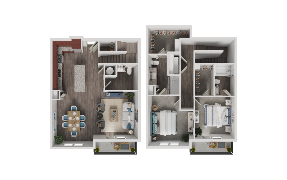 TH1 - 2 bedroom floorplan layout with 2.5 bathrooms and 1459 square feet TH1 - 2 bedroom floorplan layout with 2.5 bathrooms and 1459 square feet