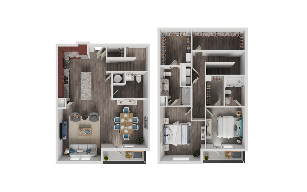 TH4 - 2 bedroom floorplan layout with 2.5 bathrooms and 1604 square feet TH4 - 2 bedroom floorplan layout with 2.5 bathrooms and 1604 square feet