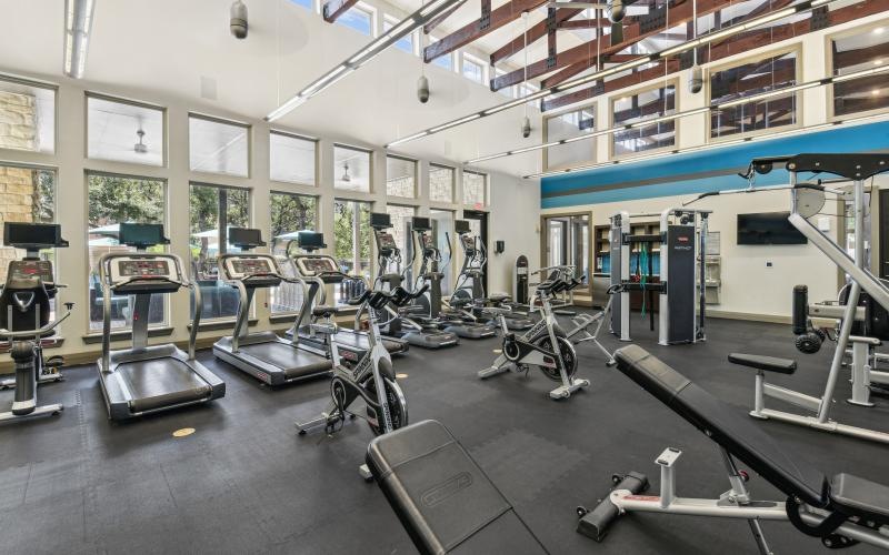 a gym with exercise equipment